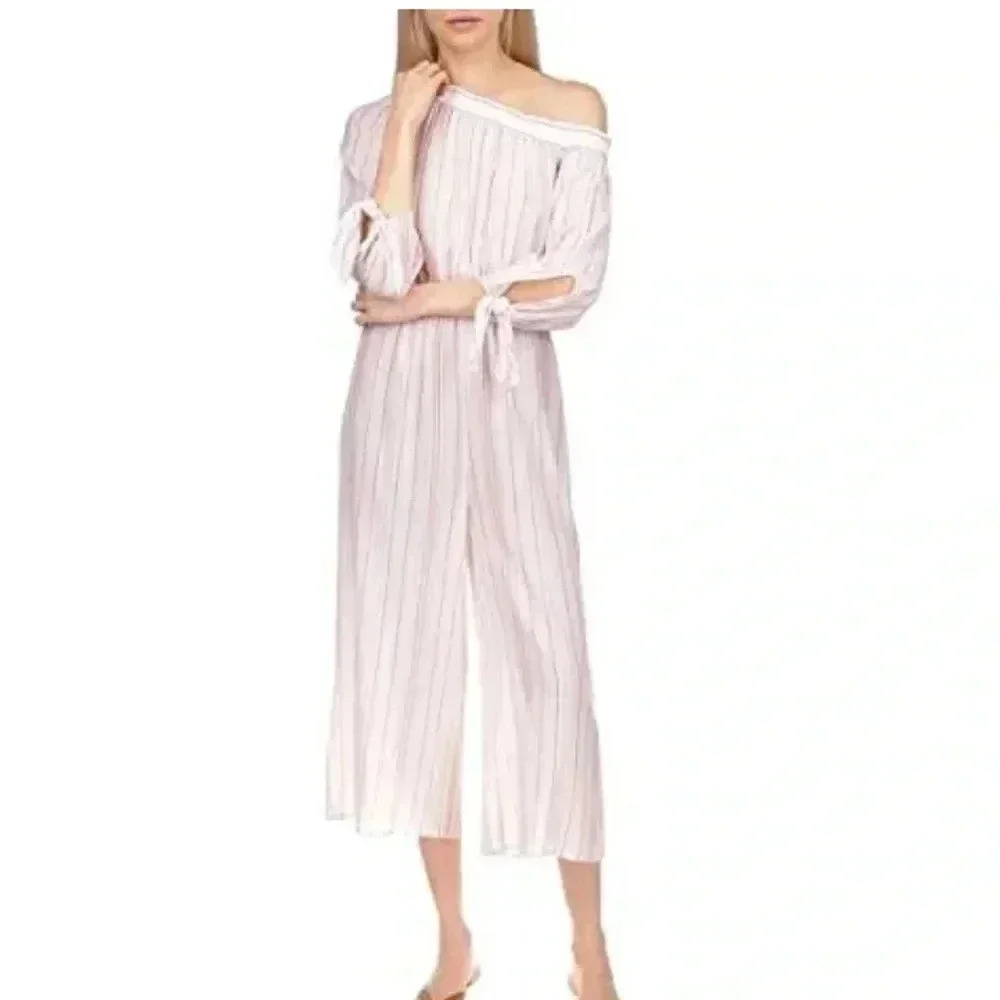 Michael Kors Striped Metallic Jumpsuit NWT Size Large